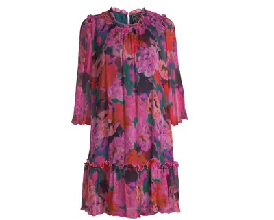 Johnny Was Women's Visions Mini Dress Pleated Floral Pink