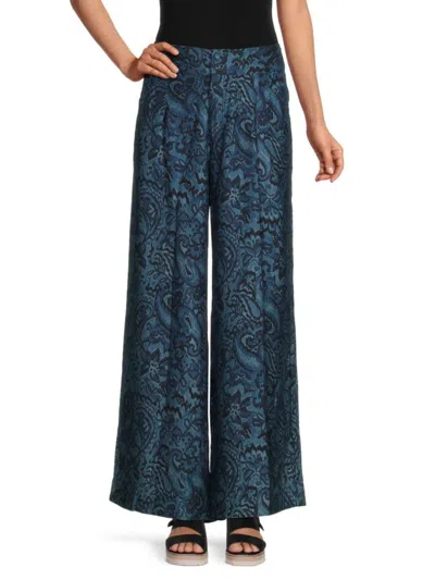 JOHNNY WAS WOMEN'S WIDE-LEG PAISLEY JACQUARD PANTS