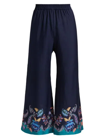 Johnny Was Women's Yasmin Cropped Easy Pants In Blue