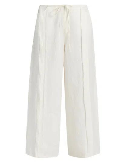 Johnny Was Women's Zullah Pintuck Linen Wide-leg Pants In White