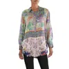 Johnny Was Womens Silk Buttons Button-down Top In Multi