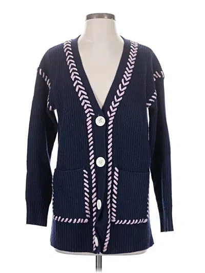 Pre-owned Johnny Was Wool Cardigan Sweater In Blue
