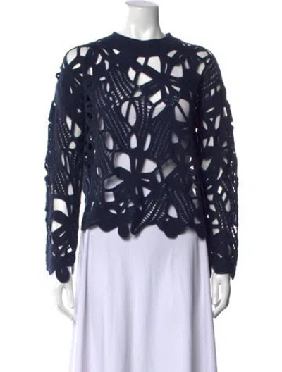 Pre-owned Johnny Was Wool Lace Pattern Sweater W/ Tags In Blue