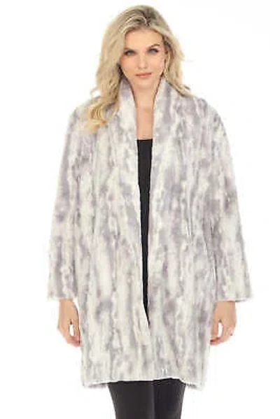 Pre-owned Johnny Was Workshop Cloud Faux Fur Open Front Jacket Boho Chic W49822 In Multicolor
