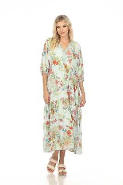 Pre-owned Johnny Was Workshop Liliana Silk Floral Dolman Tiered Maxi Dress Dress Boho Chic In Multicolor
