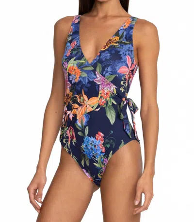 Johnny Was Wrap One Piece Swimsuit In Neon Jungle In Multi