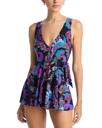 Johnny Was Wrap Skirted One Piece Swimsuit In Fatima (black)
