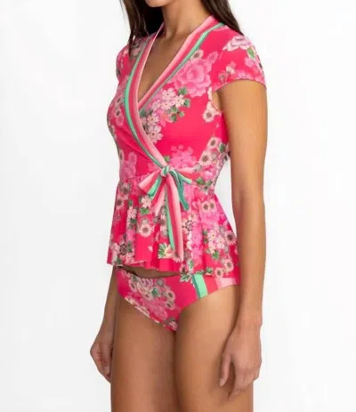 Johnny Was Wrap Tankini Top In Belrose In Pink