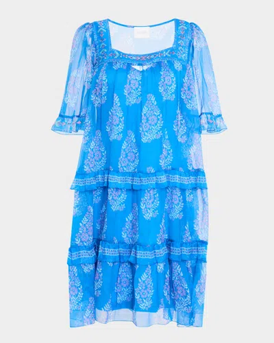 Johnny Was Wrenn Tiered Floral-print Chiffon Dress In Carolyne