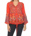 Johnny Was Wyatt Blouse In Cherry Tomato In Orange