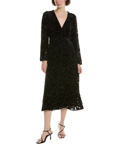 Johnny Was Wynnter Silk-blend Midi Dress In Black