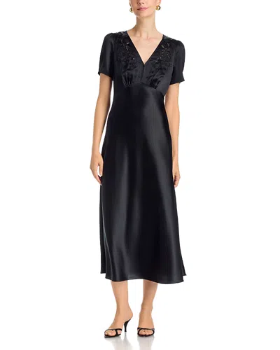 Johnny Was Yammilet Silk Embroidered Midi Dress In Black