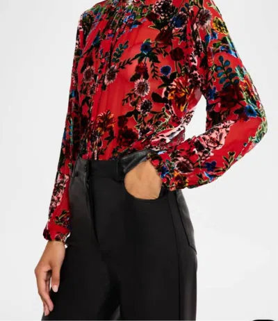 Johnny Was Yoella Floral Burnout Button-down Tunic In Bobcat Forest