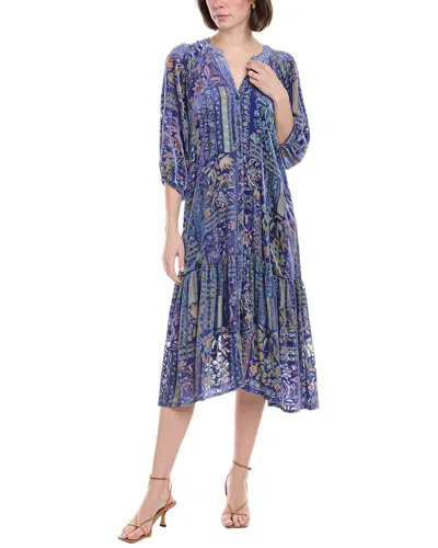 Johnny Was Yoka Burnout Midi Dress In Blue