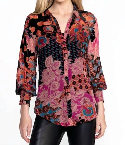 Johnny Was Yrene Burnout Blouse In Alvarado Burnout In Multi