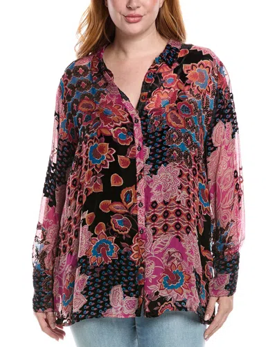 JOHNNY WAS JOHNNY WAS YRENE BURNOUT SILK-BLEND BLOUSE