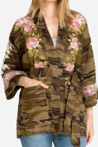 Johnny Was Yuki Linen Kimono In Camo In Multi