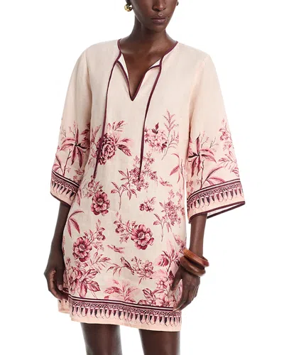Johnny Was Yvessa Kimono Sleeve Linen Dress In Pink