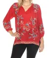 Johnny Was Zadonia Nemma Blouse In Savy Red