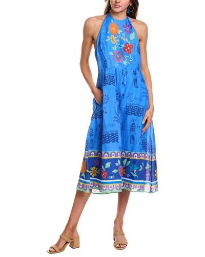 Johnny Was Zahar Tea Length Linen Dress In Multi