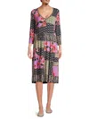 Johnny Was Zanda 3/4 Sleeve Tiered Tea Length Dress In Multi In Multi