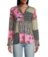 Johnny Was Zanda Split Neck Top In Multicolor In Multi