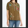 Johnny Was Zanzibar Short Sleeve Prairie Blouse In Jtr In Brown
