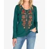 Johnny Was Zaret Embroidered Top In Emerald In Green