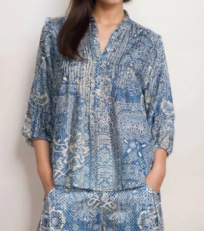 Johnny Was Zeeland Blouse In Denim Print In Blue
