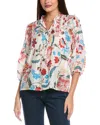 Johnny Was Zeeland Silk Blouse In Black
