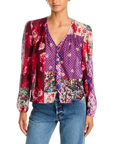 Johnny Was Zellah Cotton & Silk V Neck Blouse In Multi