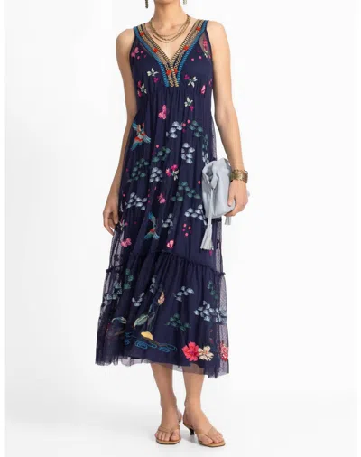 Johnny Was Zinoviah Mesh Slip Dress In Blue Multi