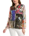 Johnny Was Zippy Julia Button Up Silk Shirt In Multi