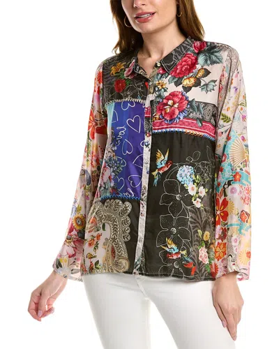 Johnny Was Zippy Julia Button Up Silk Shirt In Multi