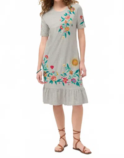 Johnny Was Ziviana Ruffle Hem Knit Midi Dress In Heather Grey In Gray