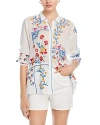 Johnny Was Zodea Floral-embroidered Eyelet Top In White