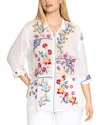 Johnny Was Zodea Floral-embroidered Eyelet Top In White