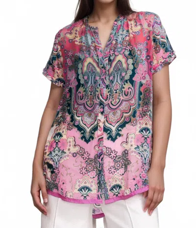 Johnny Was Zoli Tape Hem Burnout Tunic In Pink