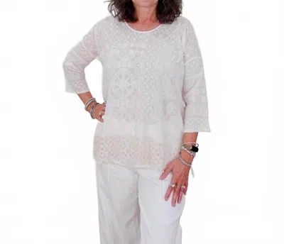 Johnny Was Zora Stitchwork Blouse In Natural In White