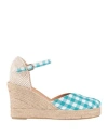 Johnny's Shoes Woman Espadrilles Turquoise Size 10 Textile Fibers In Blue