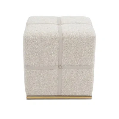 John-richard 19.3" Wide Fabric Square Cube Ottoman In Pale Taupe