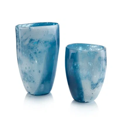John-richard 2 Piece Blue/white Ceramic Table Vase Set In Blue;white