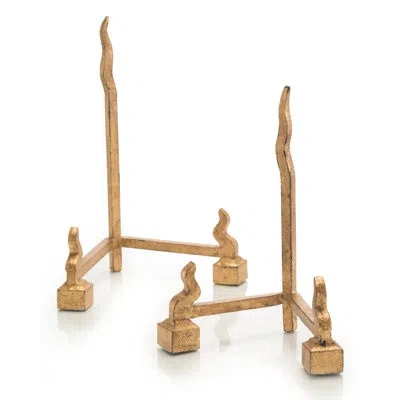 John-richard 2 Piece Forged Charger Stands Sculpture Set In Gold