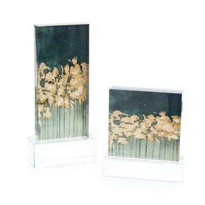 John-richard 2 Piece Gold Over Teal Sculpture Set In Teal,gold