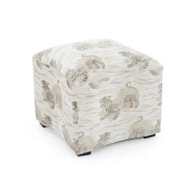 John-richard 20.5" W Curved Cube Ottoman In White,gray