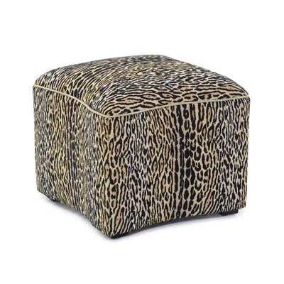 John-richard 20.5" Wide Square Animal Print Cube Ottoman In Black/beige/light Brown In Black,beige,light Brown
