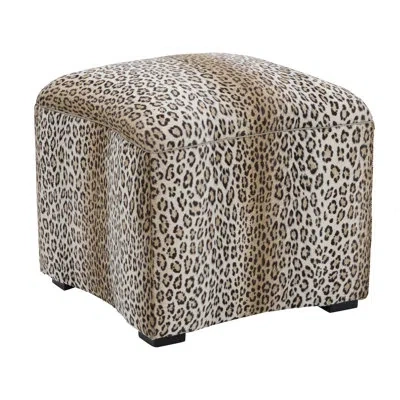John-richard 20.5" Wide Square Animal Print Cube Ottoman In Light Brown/beige In Light Brown,beige