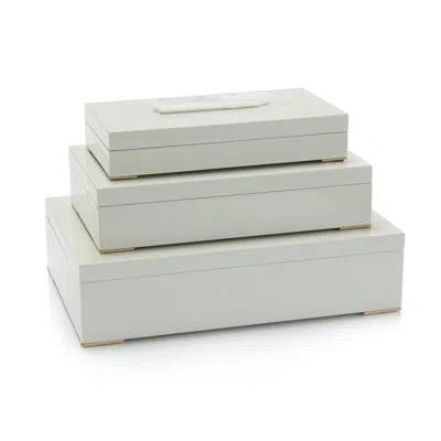 John-richard 3 Piece Ceramic Decorative Box Set In White