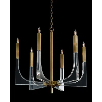 John-richard 6 - Light Candle Style Empire Chandelier In Antique Brass,clear