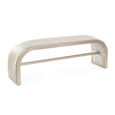 John-richard Aintree Upholstered Bench In Antique Silver,blue